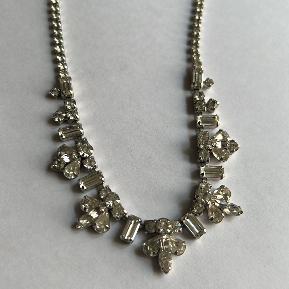 Sherman Vintage Rhinestone Crystal Silver Choker Statement Necklace - Picture 4 of 16